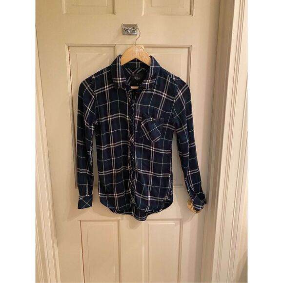 RAILS Hunter Button Down Plaid Shirt in Forest/Navy/White Womens XS - Picture 2 of 8